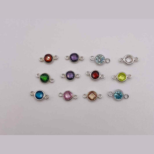 Set of birth stone connectors on a white background
